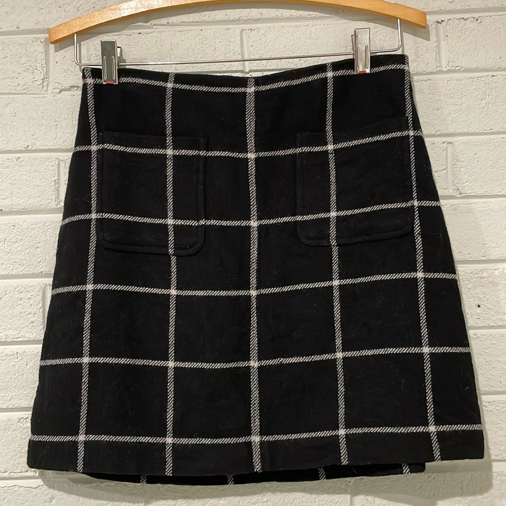 Madewell black and white wool skirt